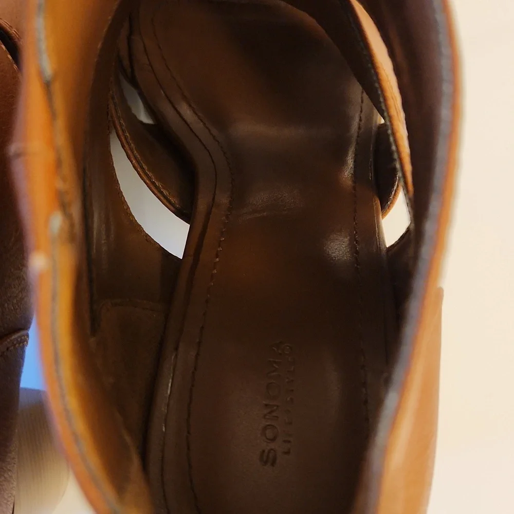 Sonoma Life+Style Saddle Brown Peep Toe Booties – Size 8.5 - Picture 5 of 13
